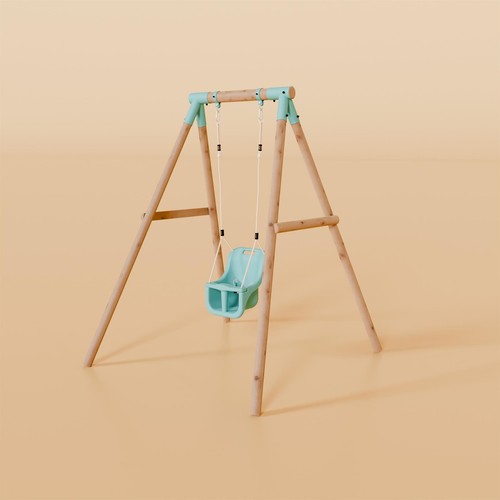 Single wooden baby swing - single,