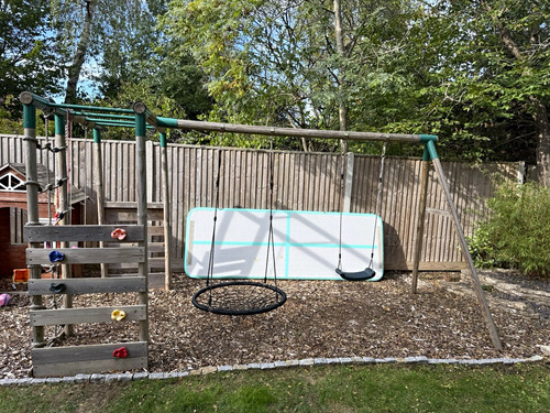 Wooden outdoor kids swing - wooden, set