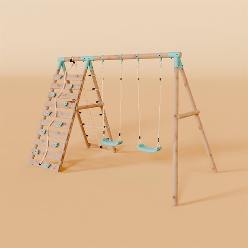 Double wooden swing set - double,